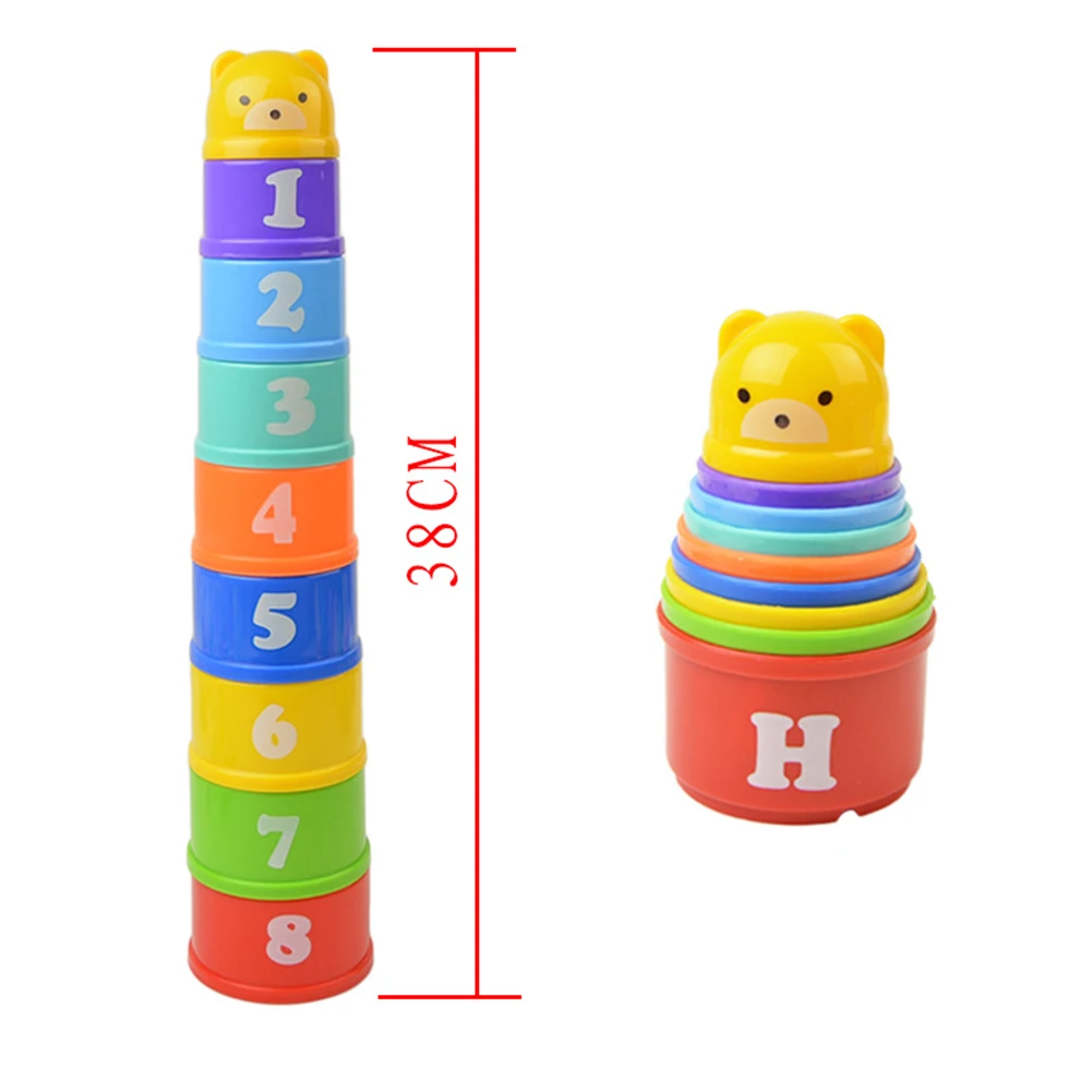 9 шт. мини медведь стек чашки Развивающие детские игрушки цвета радуги фигурки складные башни забавные стопки чашки буквы игрушки для детей FZH
