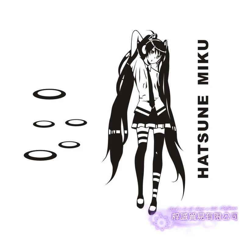 DCTAL Hatsune Miku Wall Decal Anime Cartoon Car Sticker Vinyl Wall Stickers Decal Decor Home Decorative Decoration
