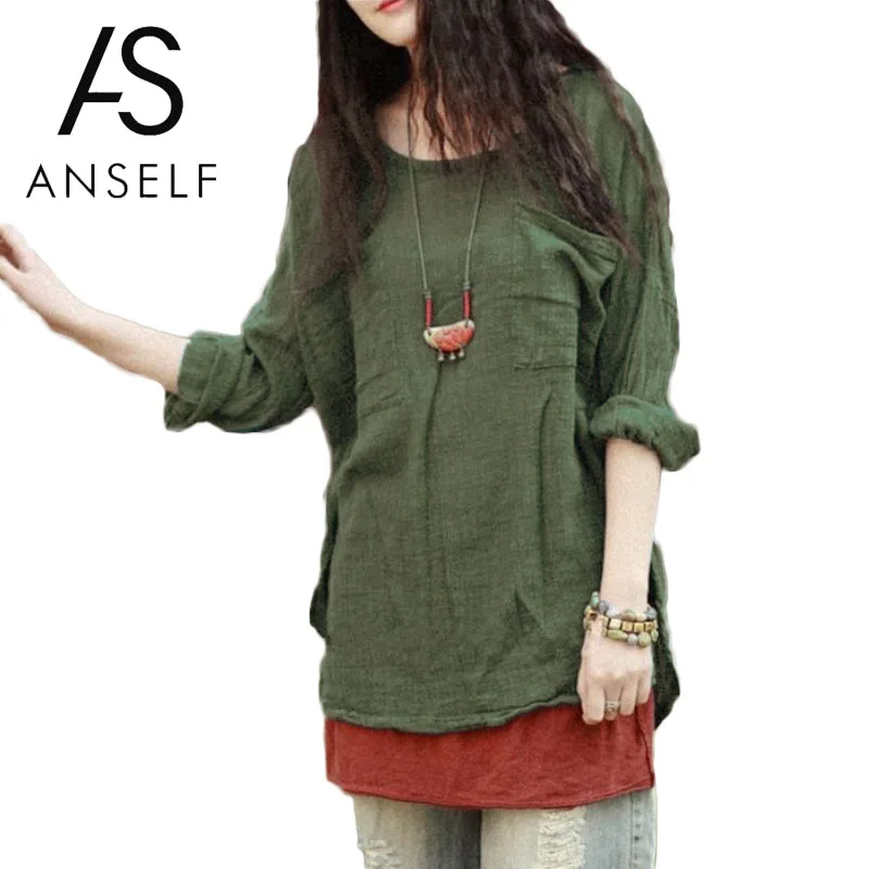 

Korean Fashion Blouses Plus Size 3XL 4XL 5XL Women Cotton Shirts Casual Loose Long Sleeve Ethnic Vintage Tops female Tunics 2019