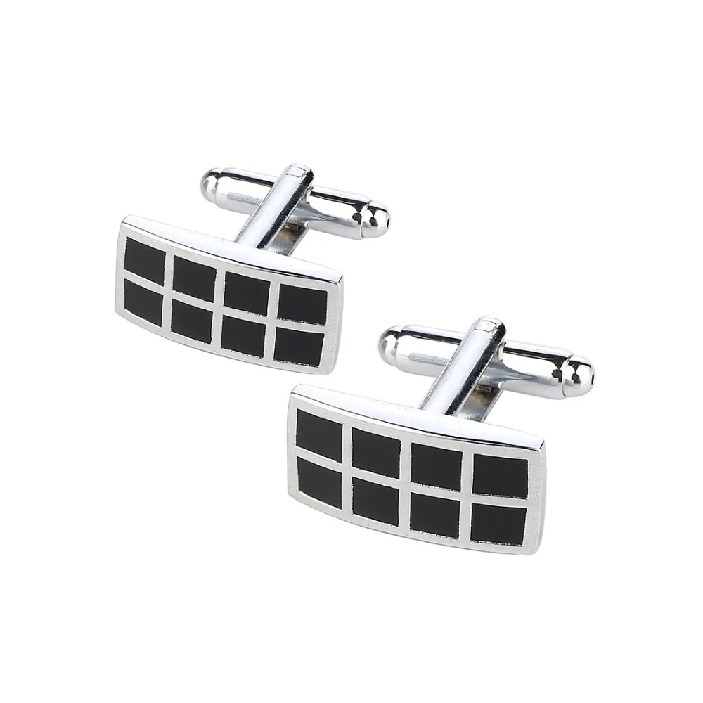 Stainless Steel Design Cufflinks Special Rectangle Shape Grid Design Business Cufflinks Perfect Gentlemen Accessory