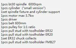 1 шт BT30 мотор шпинделя+ 1 шт воздуха цилиндр+ 1 комплект BT30 braket/держатель весь набор bt30 фрезерные мотор шпинделя