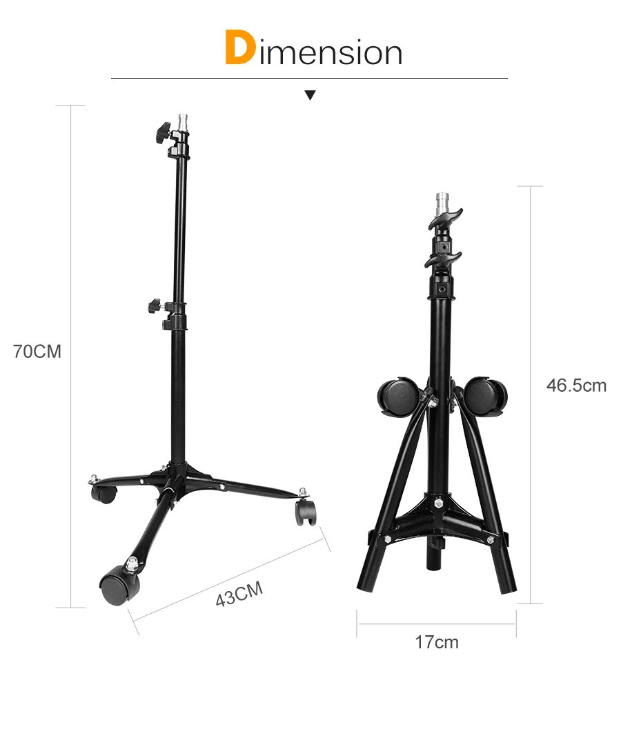 70 см прочные складные колеса для тележки пол осветительные стойки триггер для студийной вспышки 250SDI 300SDI E250 E300 DE300 DE400 SK300 SK400 DP600