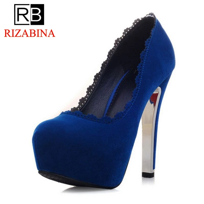 

RizaBina women thin high heel shoes lady suede platform sexy wedding spring pumps heeled footwear heels shoes size 33-42 P16141