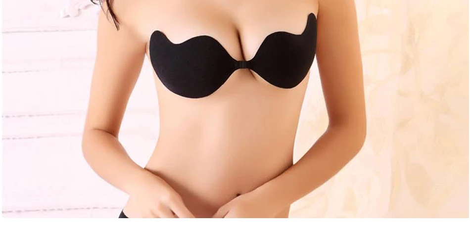 GIRLADY Sexy Breast Petals Invisible Strapless Bra Ladies Adhesive Silicone Bra Black Backless Push Up Bra Women Light Cozy New 13