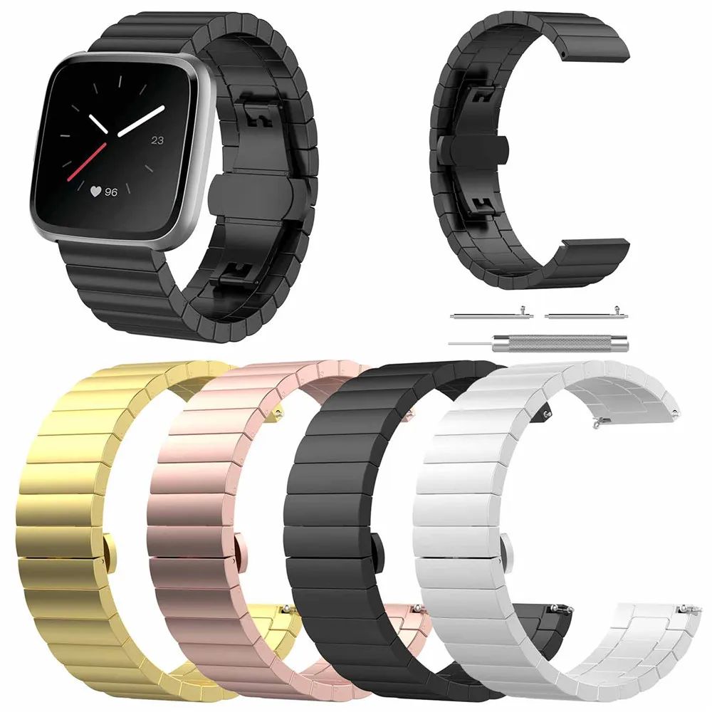 

Stainless Steel link Bracelet Watch Band For Fitbit Versa/Lite Premium Luxury Metal Watch Band Strap Quick Release Clasp Strap
