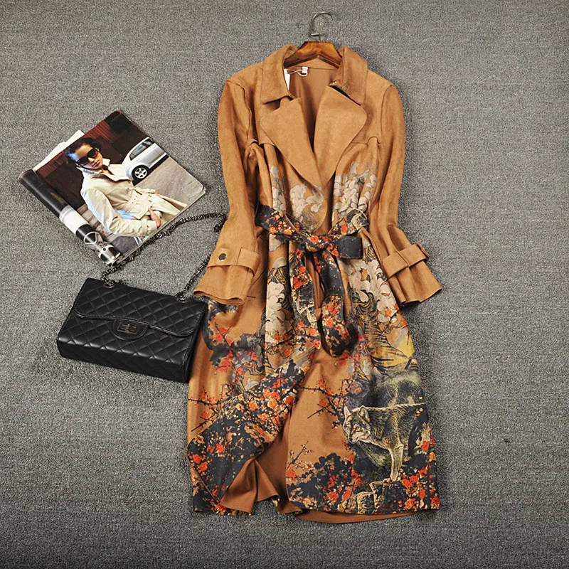 Winter Wool Long Coat Casual Embroidery Floral Jacket Wool