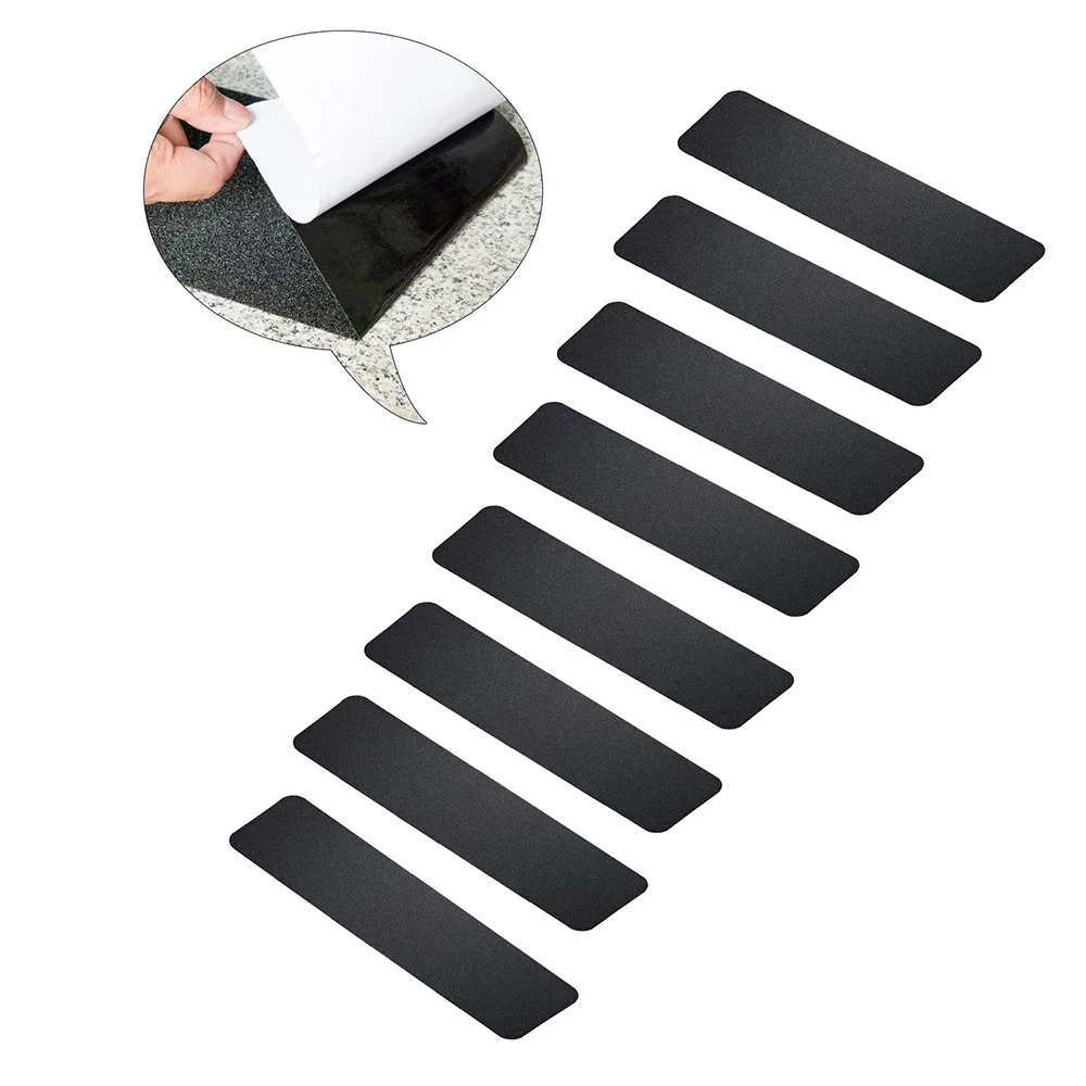 

2 Pieces/set Black Non-Slip Safety Steps Tape Wood Stair Treads Floor Track Sticker Grit for Bathroom Outdoor Staircase 15x60cm