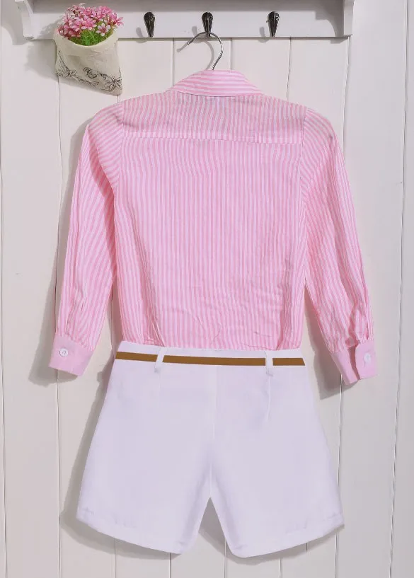 Новинка 2019 милый комплект из двух предметов для девочек полосатая рубашка и