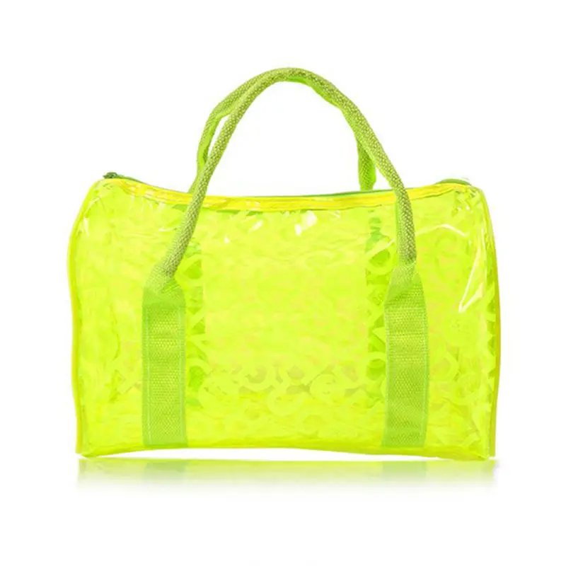 Водонепроницаемая пляжная сумка для хранения, сумка-тоут, сумки для женщин, ПВХ, прозрачная, с буквенным принтом, пластиковая сумка для ванной, моющаяся сумка, XA372WD - Цвет: Fluorescent green