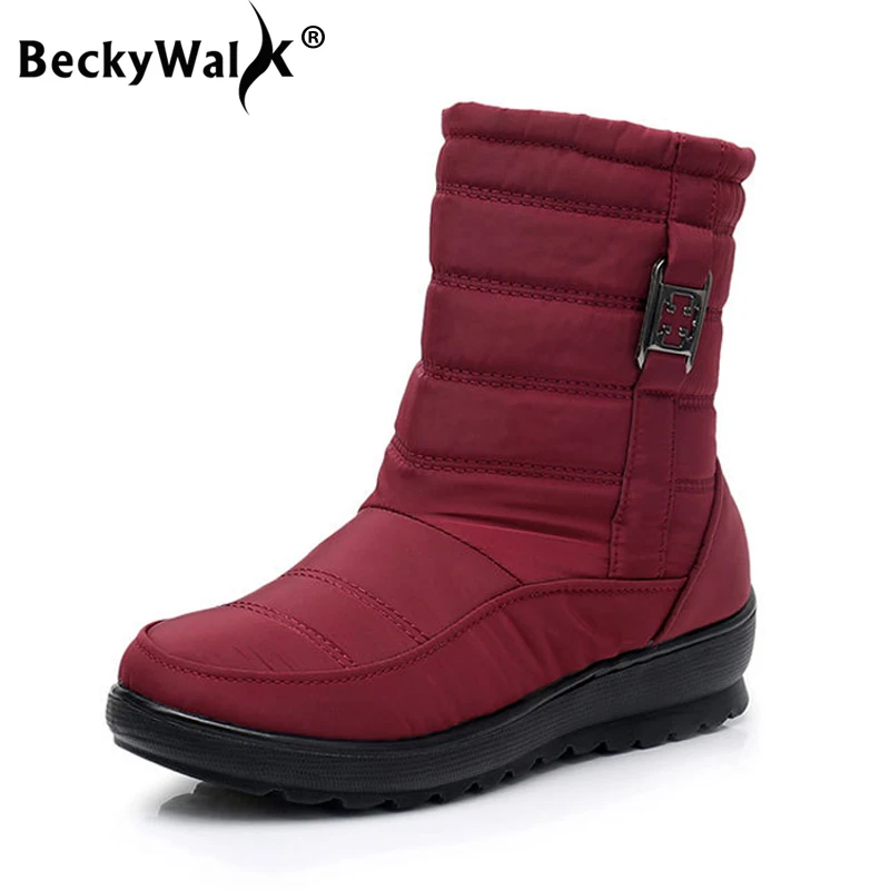 

Winter waterproof snow boots women cotton shoes plush warm short ankle boots antiskid oxford soles shoes woman botas WSH3147