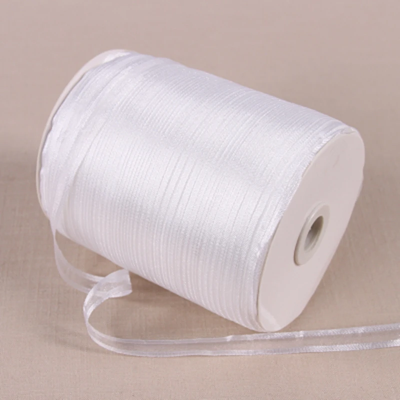 

(10 yards/lot) 3/8''(10mm) Broadside organza ribbons wholesale gift wrapping decoration ribbons White 1001