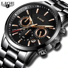 Mens Watches Top Brand Luxury LIGE Waterproof Military Sport Watch Stainless Steel Multi-function Quartz Clock Relogio Masculino