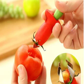 

1Pcs Strawberry Huller Metal Tomato Stalks Plastic Fruit Leaf Knife Stem Remover Gadget Strawberry Hullers Kitchen Tool Freeship