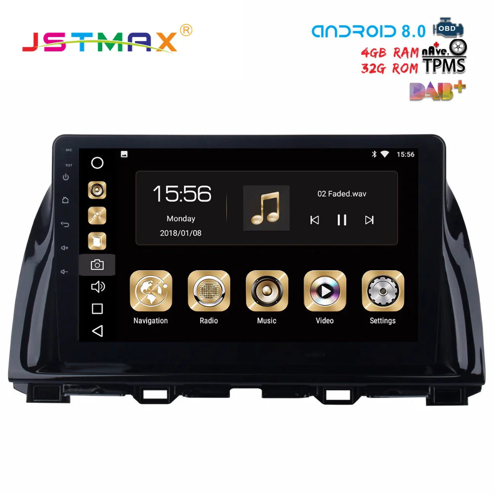 Discount JSTMAX 10.2" Android 8.0 Car GPS Radio Player for Mazda CX5 CX-5 2013 2014 2015 with Octa Core 4GB 32GB Auto Stereo Multime DAB+ 1