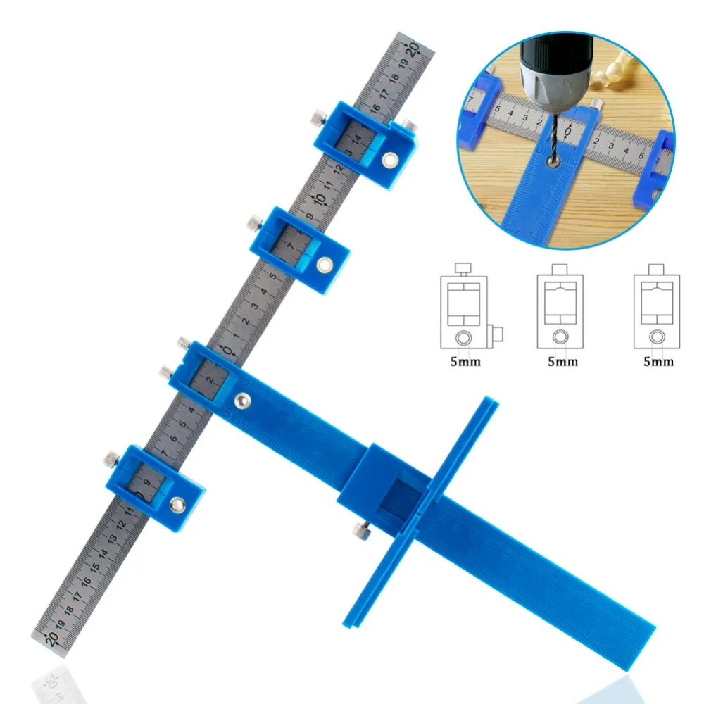 

Cabinet Handle Template Jig Tool Drill Punch Locator Fastest And Most Accurate Knob & Pull Jig Wood Drilling Dowelling Hole