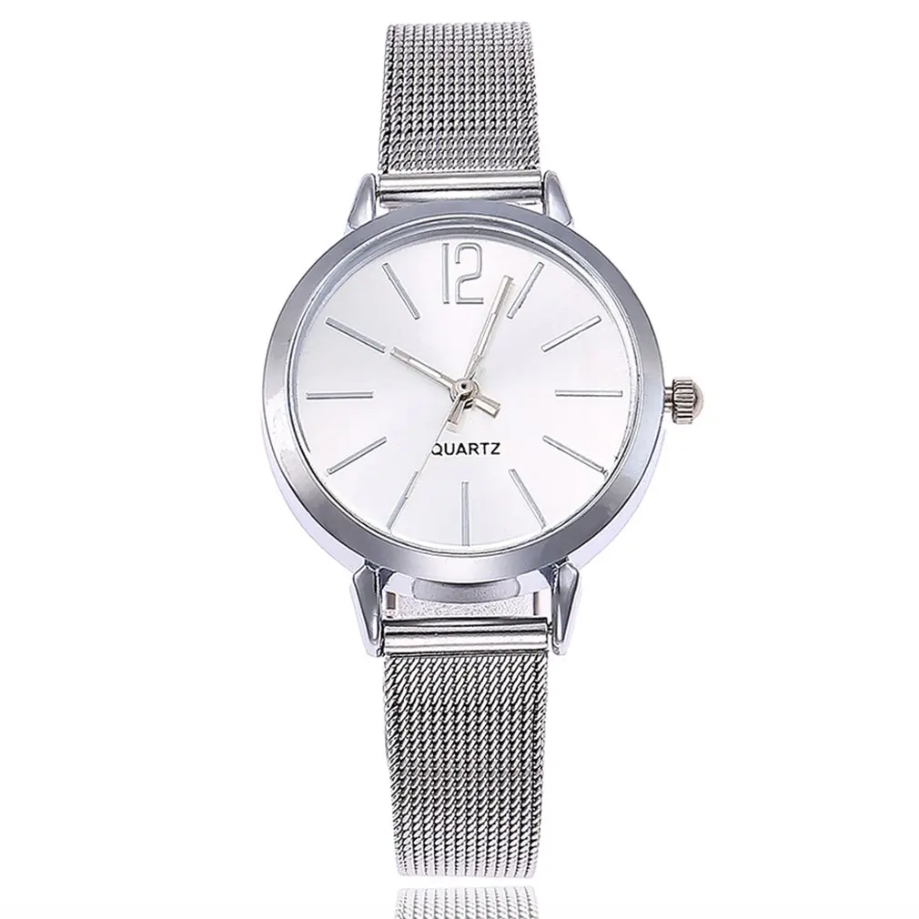 

New Women's Quartz Watch Business Round Dial Slim Steel Mesh Strap Unisex Casual Simple Precise Exquisite Workmanship
