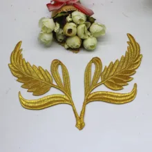 YACKALASI 5 пар/партия Золотые Аппликации Кружева нашивки орел Крылья зеркало цветок вышивка планки гладить на цветок 20*15 см