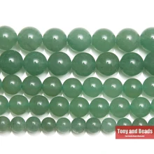 Cuentas redondas de Aventurina Natural para fabricación de joyas, cuentas sueltas de piedra verde de 15