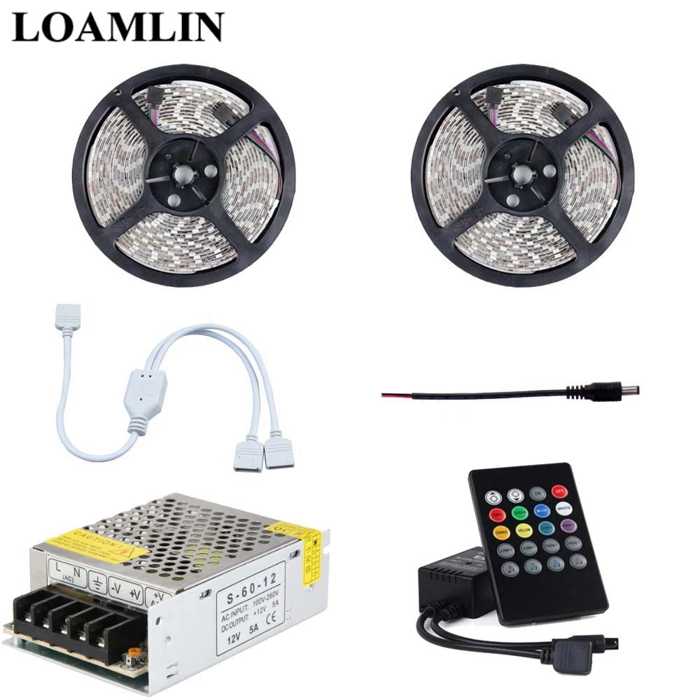 

SMD2835/3528 RGB Led Flexible Strip Light With 20Keys Remote Music Led Controller Power Supply Driver Kit 5M 10M