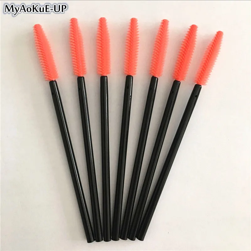 Buy 200pcs/lot Disposable Silicone Eyelash Brushes Orange Red Color Eyelash