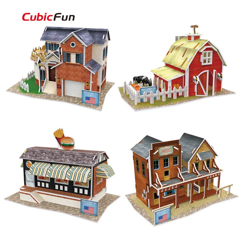 

Cubic Fun Puzzle 3D DIY World Style Paperboard model Toy, Architectural Features The United States Flavor Puzzle 3D, Kids Toys