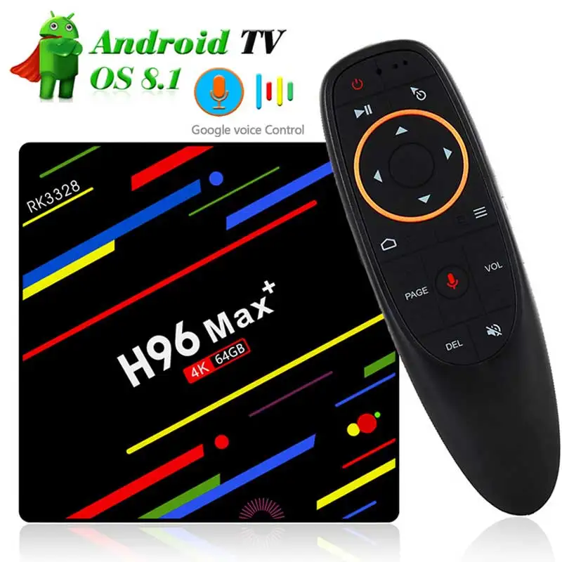 H96 MAX Plus ТВ приставка Android 8 1 4 ГБ 32 64 Гб смарт RK3328 четырехъядерный 5G Wifi 4K H.265 Pro