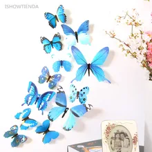Горячий красивый 12 шт. Наклейка на стену декоративные наклейки для дома 3D Бабочка Радуга Adesivo де Parede плакат
