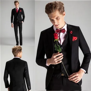 

Lapel top men's gentleman wedding three-piece suit (jacket + vest + pants + bow tie) custom men's wedding new Lang Yanwei style
