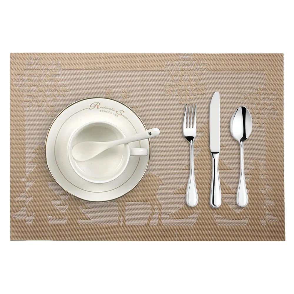 

Christmas Placemat Rectangle Creative Design Table Mat Coaster Woven Non-slip PVC Insulation Placemat Washable Table Mats