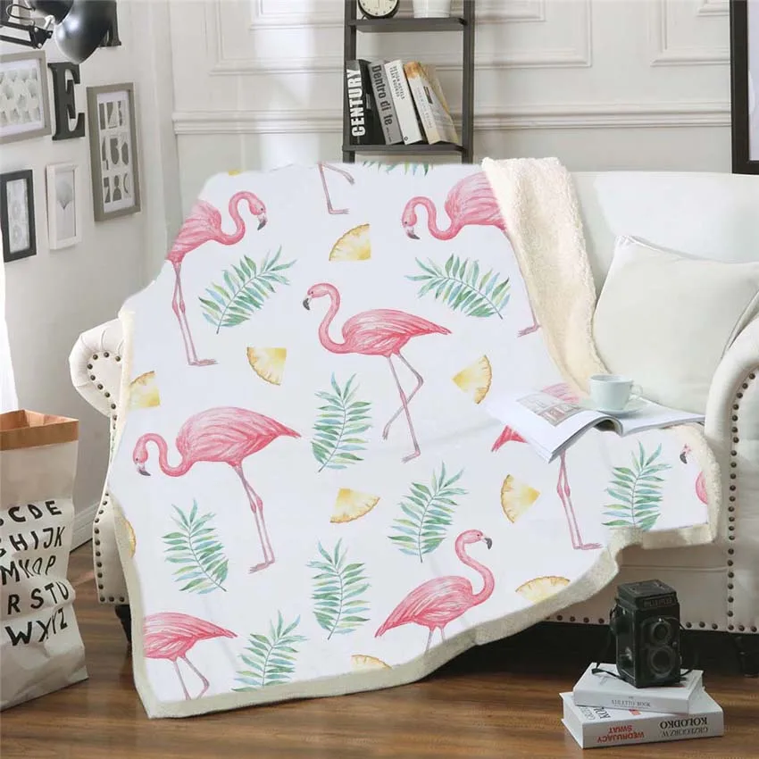 Фламинго листья одеяла ворс мягкий толстый современный плед для дивана чехол для пикника домашний офис для взрослых детей Cobertor