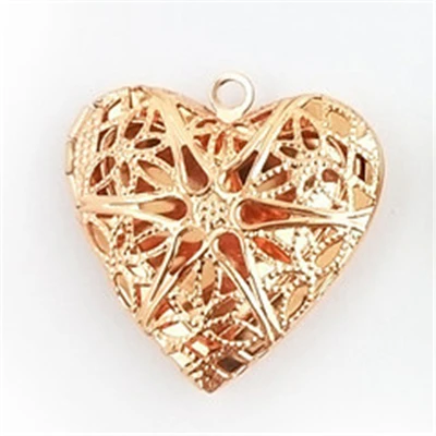 BoYuTe(10 шт./лот) 6 цветов покрытием Круглый Овальный сердце филигранный кулон может открыть вставить кулон с фото - Окраска металла: Heart Rose Gold-26MM