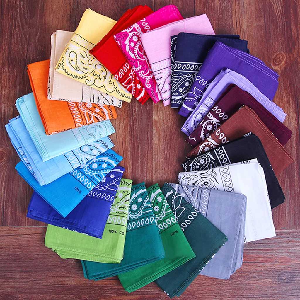 100% Cotton Fashion Bandana Multipurpose Paisley Printing Cowboy Bandanas Square Scarf Headbands Necktie for Men Women 55 x 55cm
