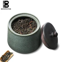 Винтажная грубая Керамическая пиала в японском стиле, банки для креативного чая, керамиковая чайница чайный набор кунг-фу чайная канистра, банки для хранения специй