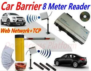 

8 Meter Car Barrier Gate Full kit with Gate Entry+Exit Both Control by 1~8 meters Antenna reader+Network Web IP controller kit