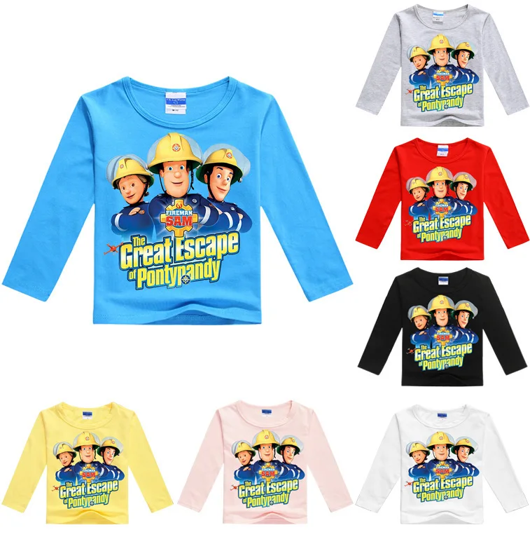 

Z&Y Wholesales Fireman Sam Shirt Spring Autumn Long Sleeve Baby Tshirt Summer Kids Mama Boy Printed Tops Fashion Kids Top No7039