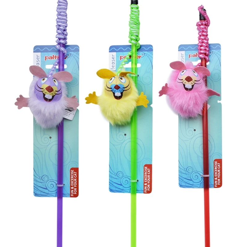 Interactive Plush Pet Cat Toy Products Feather of Long Wool Rabbit Catnip Funny Cat Toys Funny