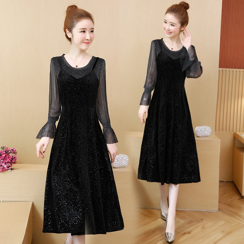 Женская Плюс Размер L-5XL XXL XXXL 3XL XXXXL 4XL платье Блузка миди blusas Лоскутные с длинными