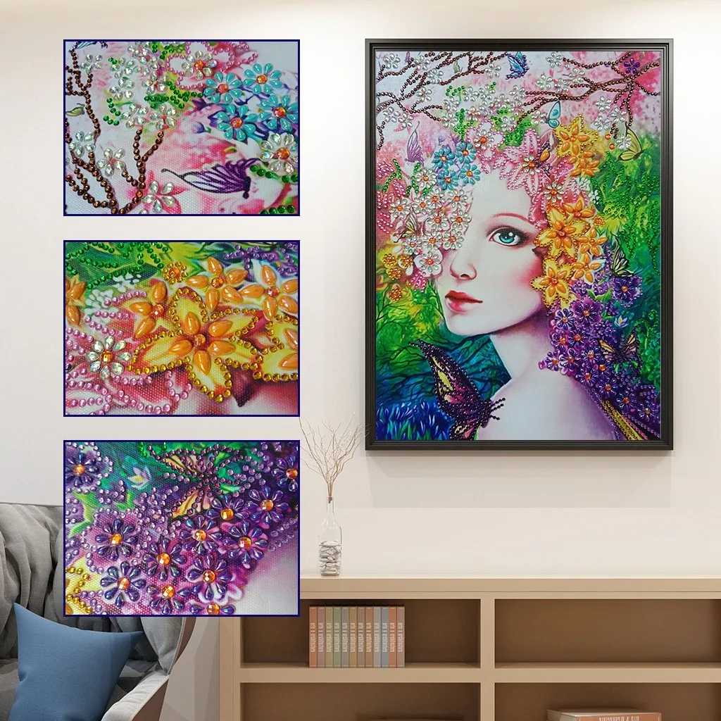 

special Shaped Diamond Painting DIY 5D Partial Drill Cross Stitch Kits Crystal Rhinestone Flower Pattern diamond painting NEW