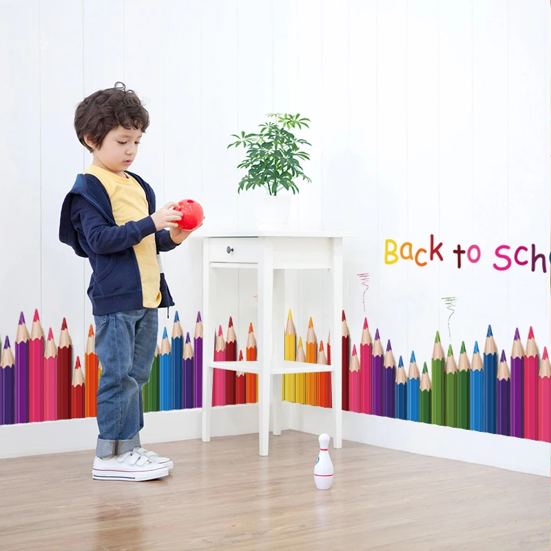 DIY Настенная Наклейка с карандашом обратно в школу, съемная виниловая художественная Наклейка на стену, декор для детской комнаты
