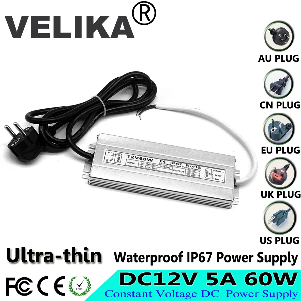 Водонепроницаемый IP67 Импульсный источник питания DC12V 60W 100W 120W 150W трансформаторы AC