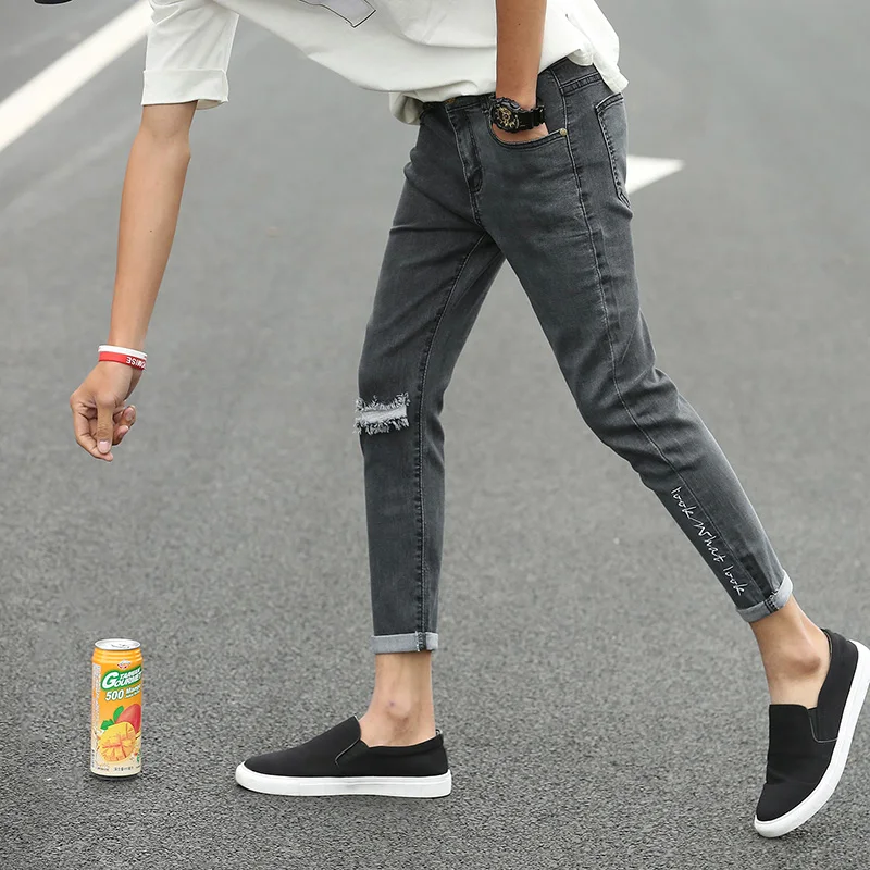 Jeans for men slim fit pants male denim jeans students thin Designer Trousers Casual skinny Straight Elasticity nine points pant Jeans for men slim fit pants male denim jeans students thin Designer Trousers Casual skinny Straight Elasticity nine points pant