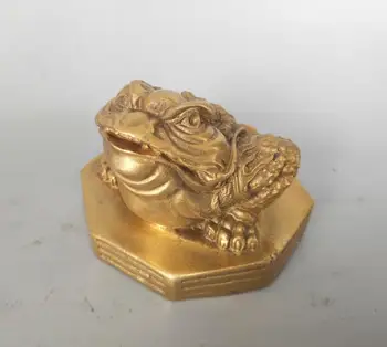 

China pure brass Golden toad small statue 5cm