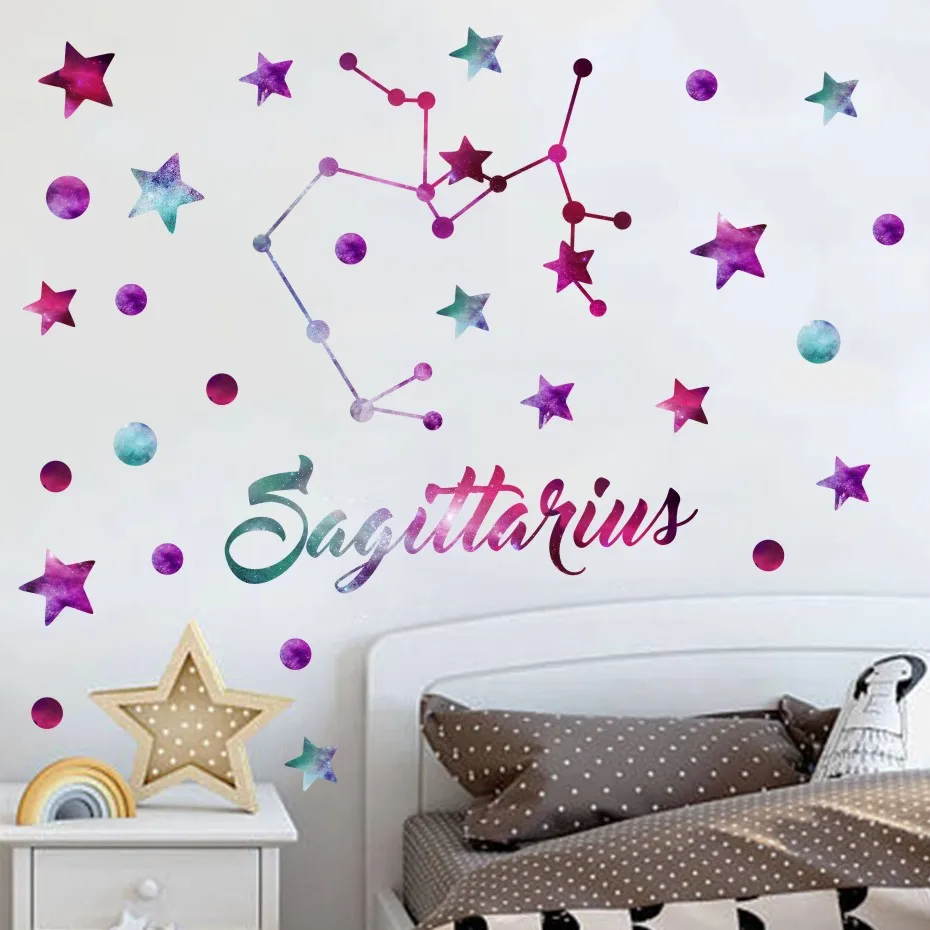 12 Constellation Starry Sky Star  Wall Sticker For Kids Rooms  (8)