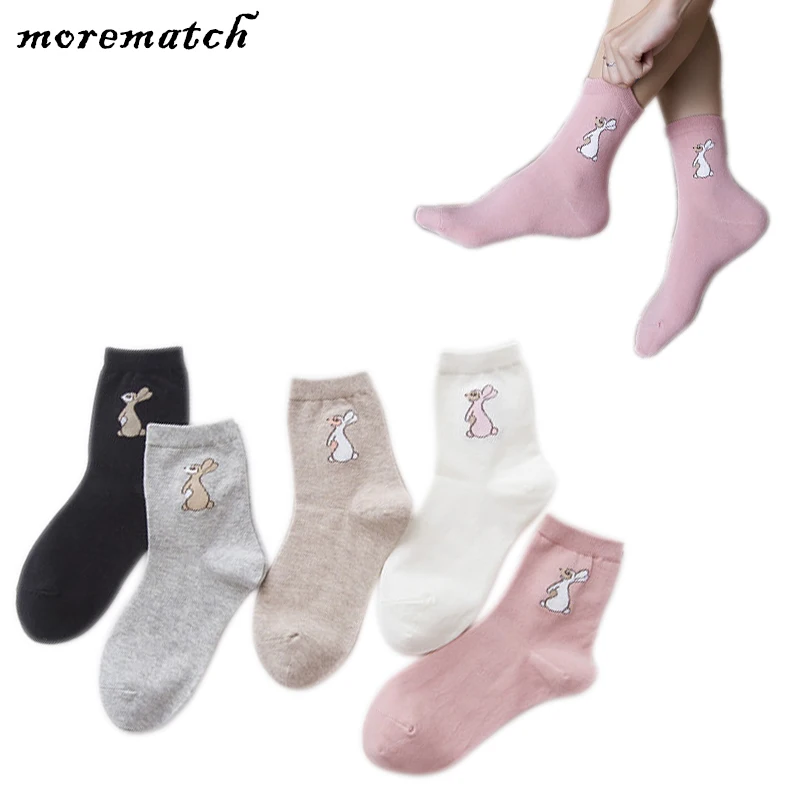 

Morematch 1 Pair Women Leisure Sock Cute Cartoon Bunny Cotton Socks Floor Slippers Socks 5 Colors Optional