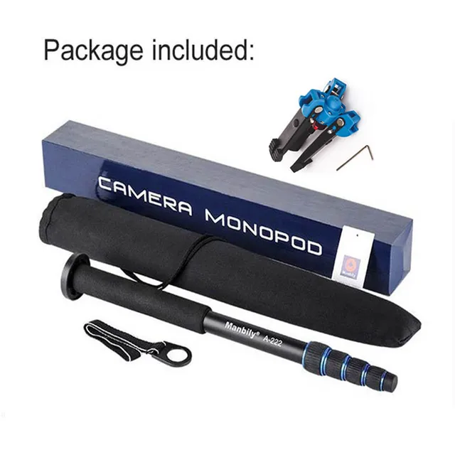 Manbily A-222 165cm Portable Professional DSLR Monopod Walking Stick with M-1 Mini Tripod Stand Base & Tripod Ballhead for DSLR 6