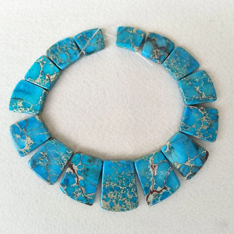 3 Strands bule Sea Sediment Imperial Pendant Slab Nugget Drilled Loose Beads Findings Jewelry necklace making NK30 | Украшения и