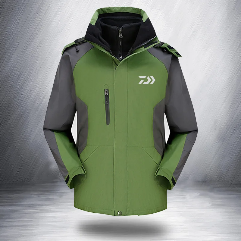 Daiwa Fishing Clothing For Men Women Autumn Winter Waterproof Warm Fishing Jackets Patchwork Hooded Mountaineering Suits