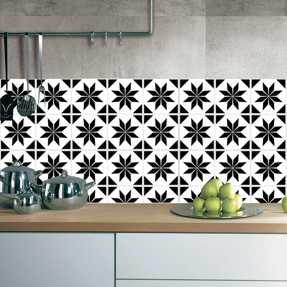 

DIY Self-Adhesive Waterproof Wall Sticker Tile Sticker Waterproof Backsplash Easy to Removable Non-slip Wall Stciker for Kitchen