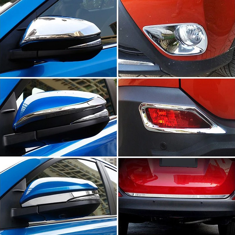 Для Toyota RAV4 2013 хромированный передний задний противотуманный светильник крышка зеркала боковой двери отделка полосы украшения аксессуары для автомобиля Стайлинг