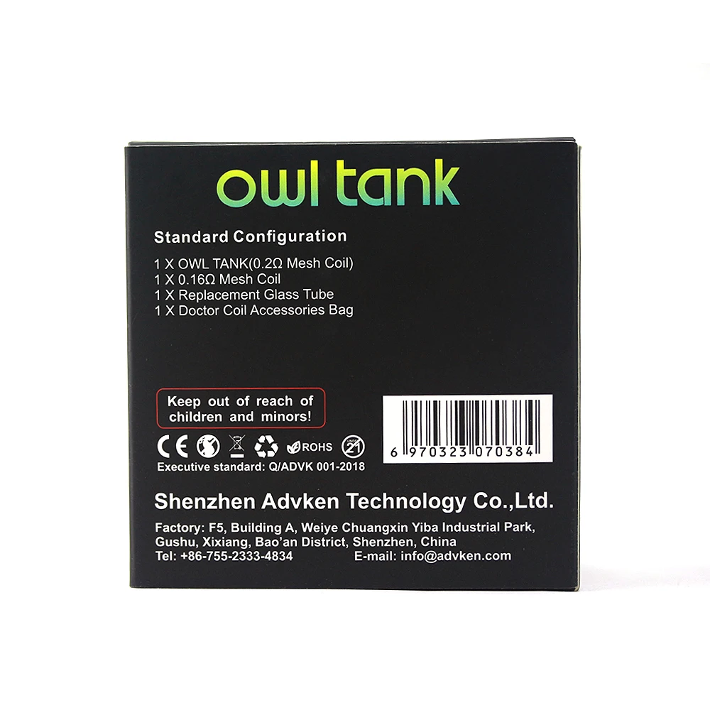 Original ADVKEN OWL TANK 3ML with 4ML Bubble Glass 25mm Deck with 0.2ohm 0.16ohm Mesh Coil E Cigarette Atomizer Vape 01 (29)